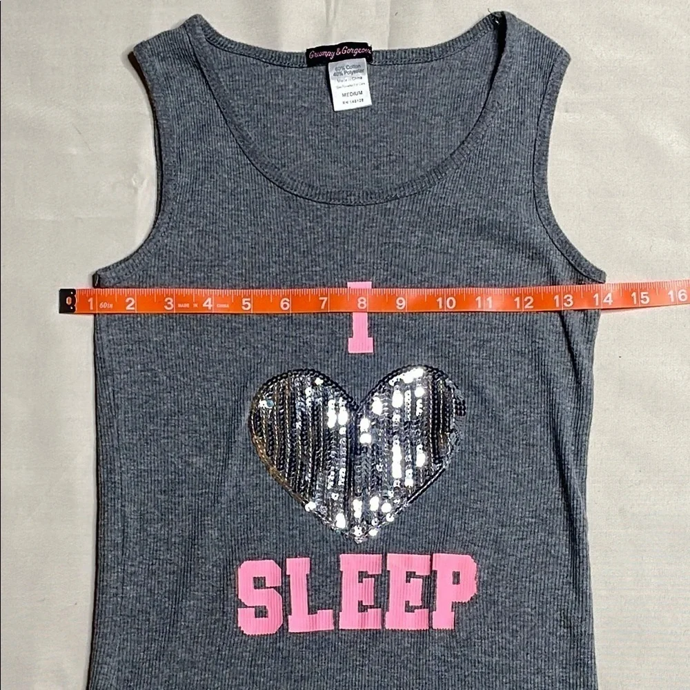 GRUMPY & GORGEOUS Gray Sleeveless Top with Pink and Black Accents